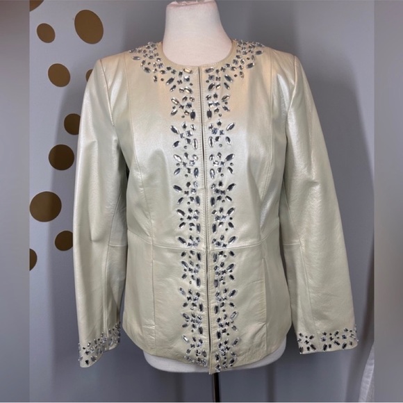 EUC Bradley Bayou Embellished Leather Jacket - Picture 2 of 9